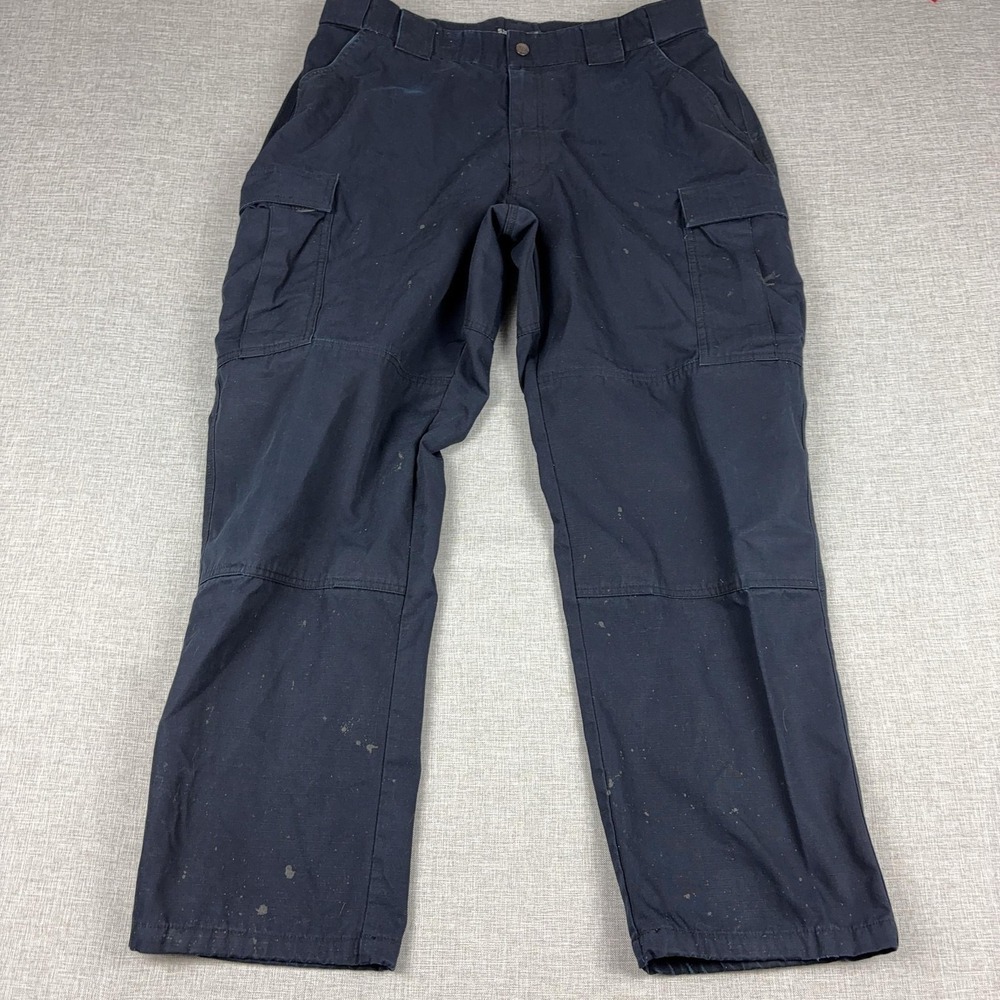 5.11 Tactical Series Pants Mens 38x32 Black Cargo Canvas Relaxed Fit Workwear